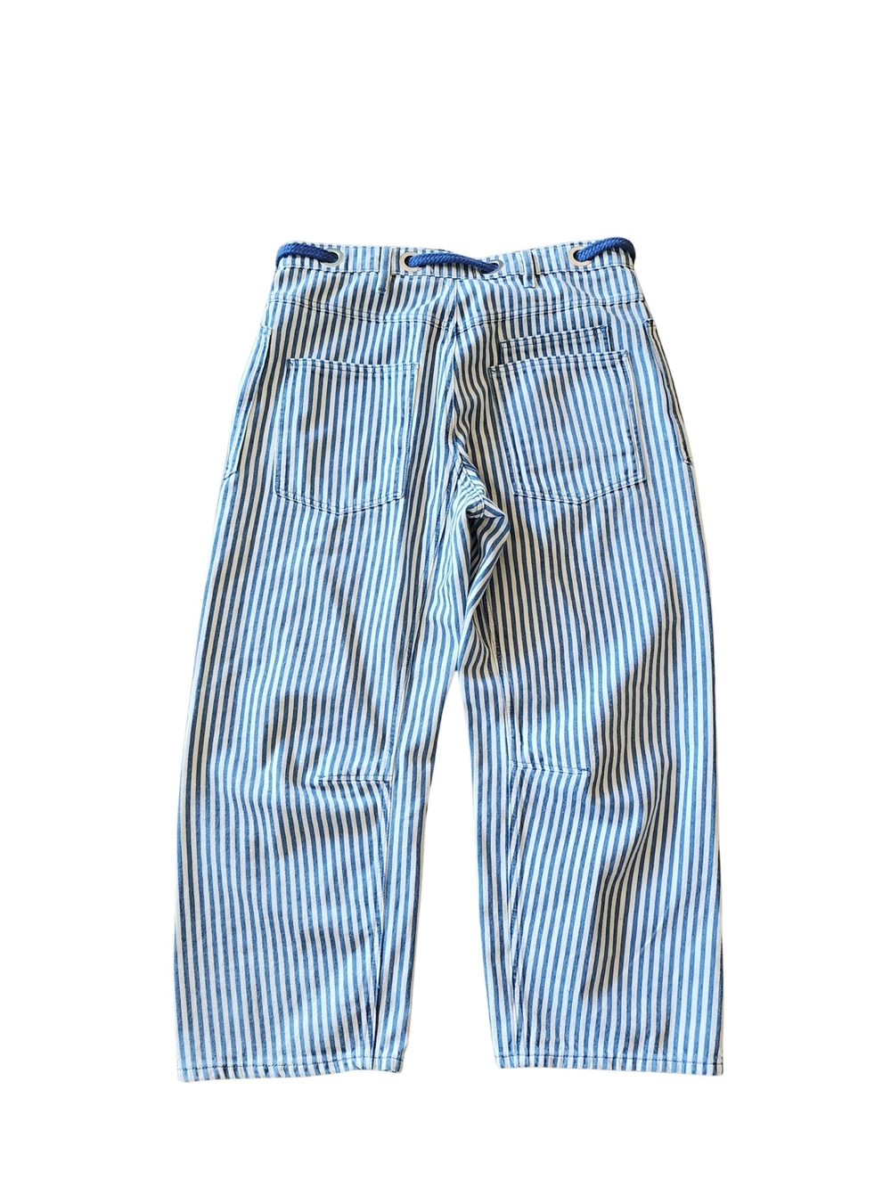 Free People Moxie Railroad Low-Slung Jeans Blue Stripe Patchwork Utility Size 30 - Picture 5 of 16